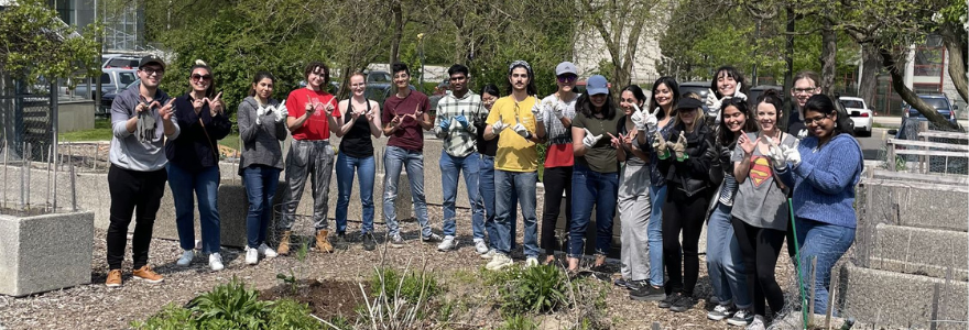 Community members at the garden