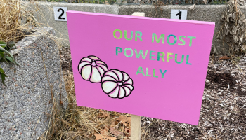 Outdoor sign in community garden