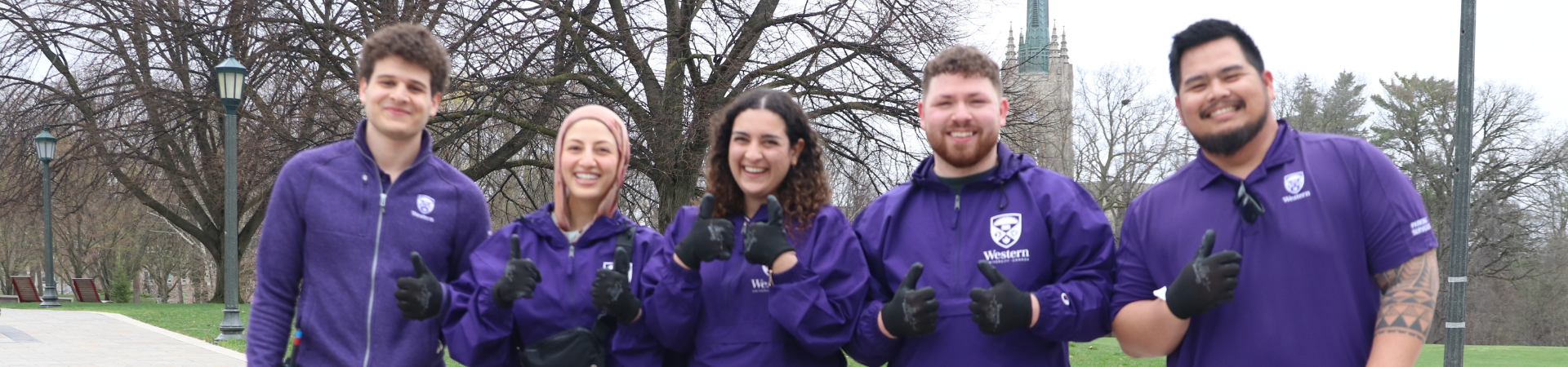 Group of people outside after a campus clean-up
