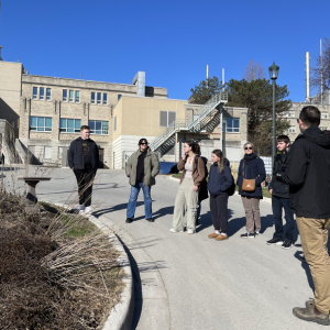 People on a green campus tour