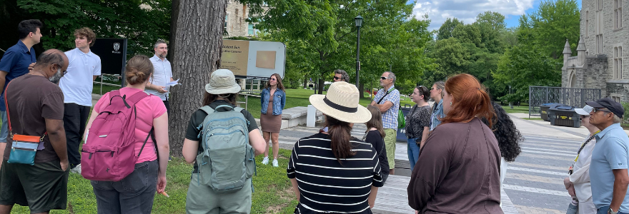 People on a green campus tour