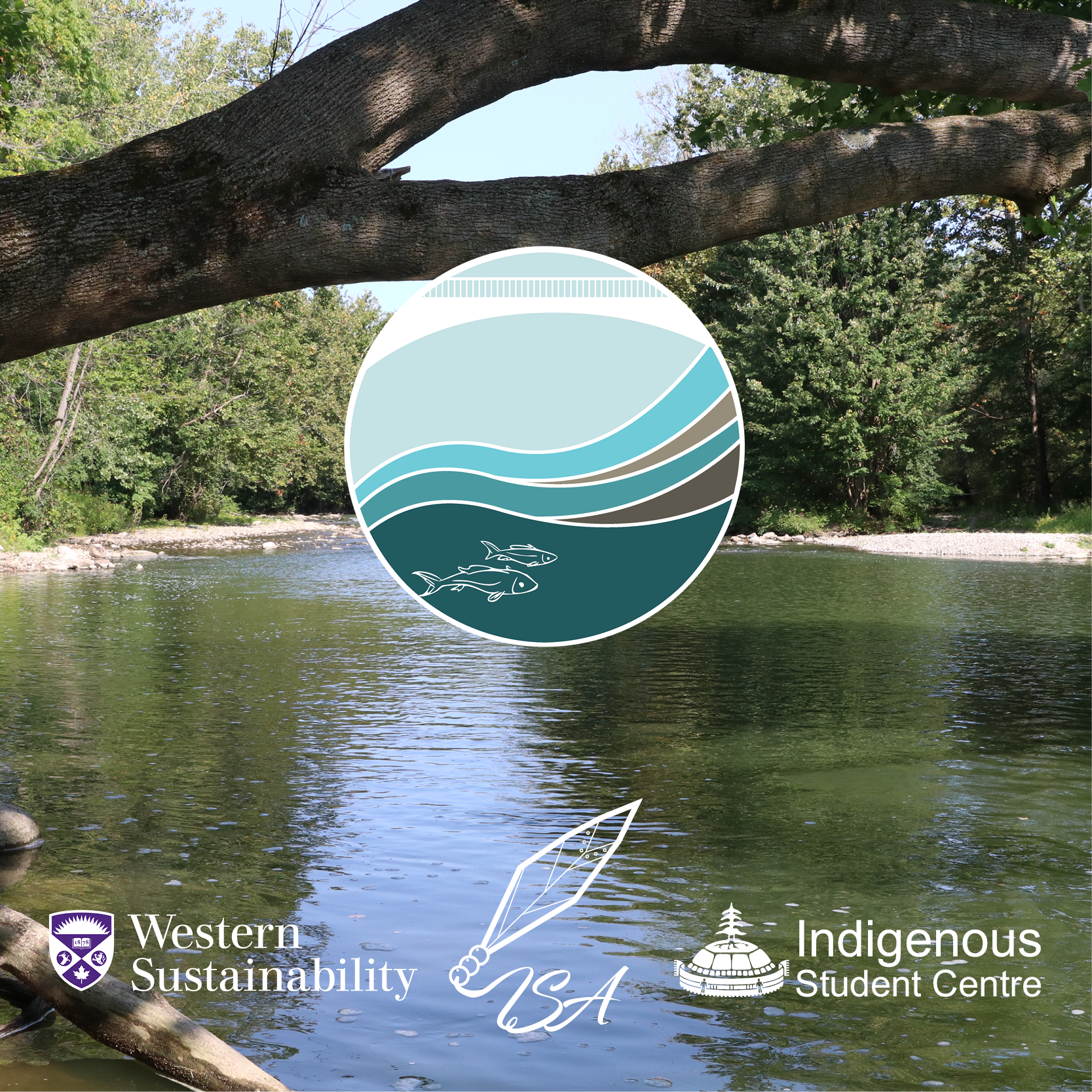 Riverfest logo with Western Sustainability, Indigenous Students' Association and Indigenous Student Centre logos