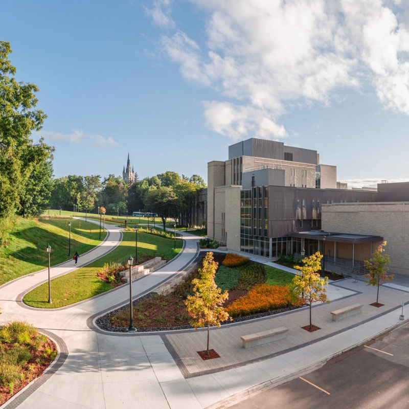 Aerial shot of Music Building